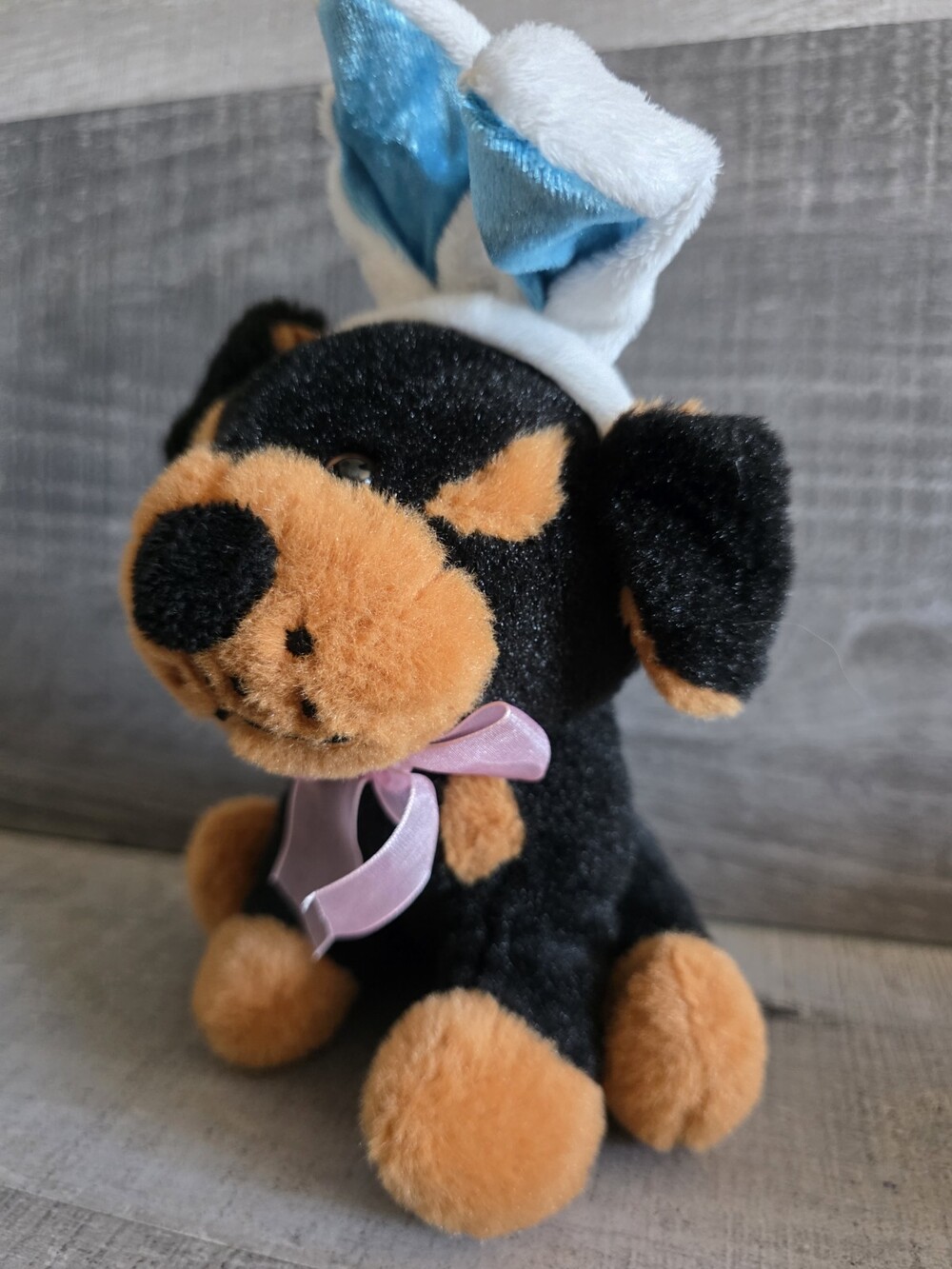 DanDee Collector's Easter Plush Rottweiler With Bunny Ears Puppy Dog 8" g53